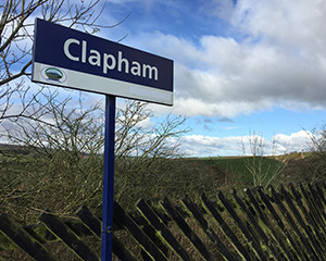 Clapham train station sign