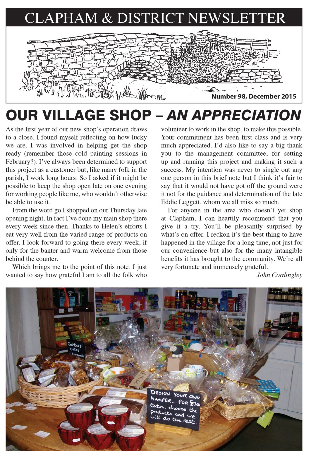Village shop one year on Newsletter No 98 December 2015