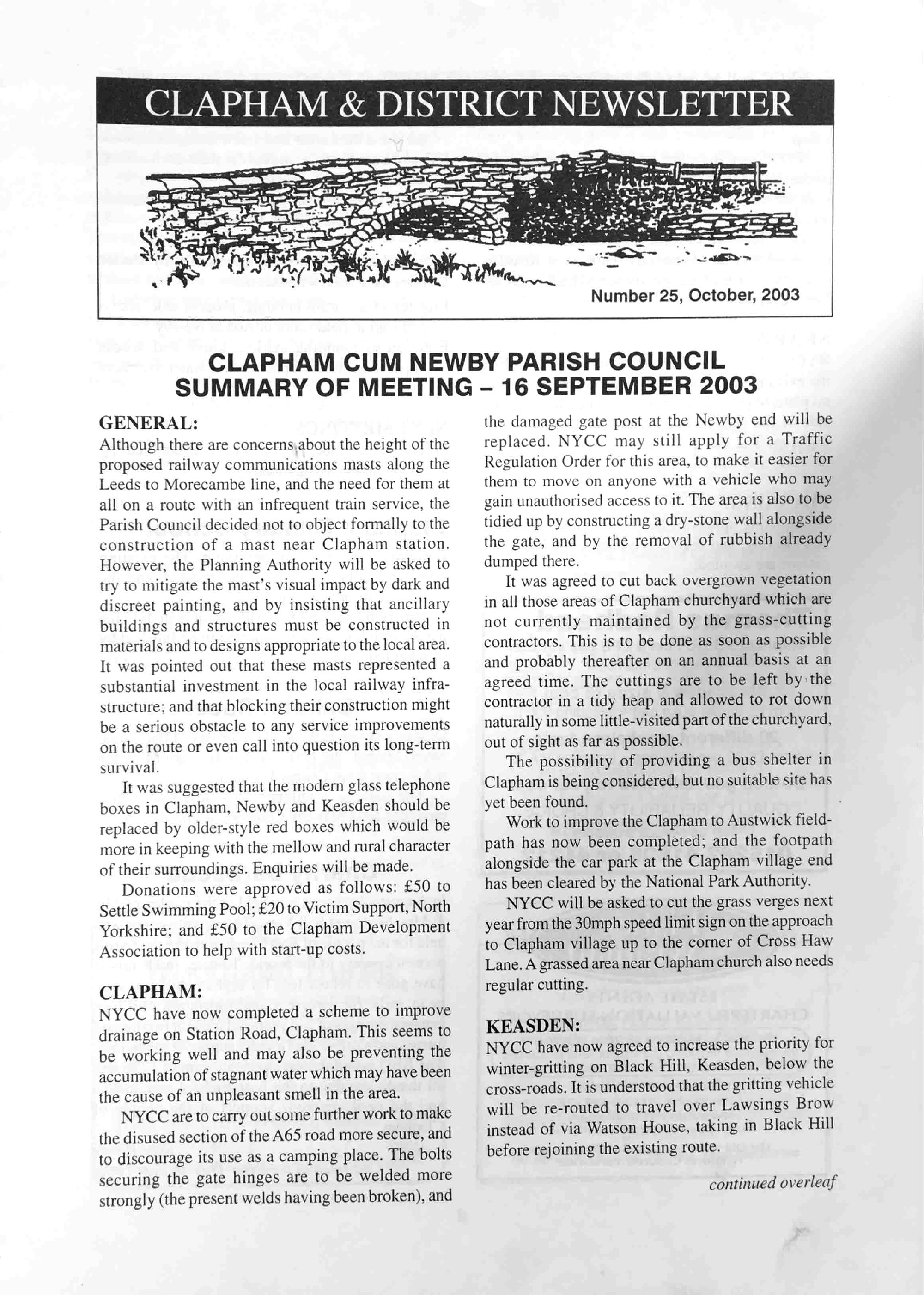 Clapham_Newsletter_No25_October_2003-1
